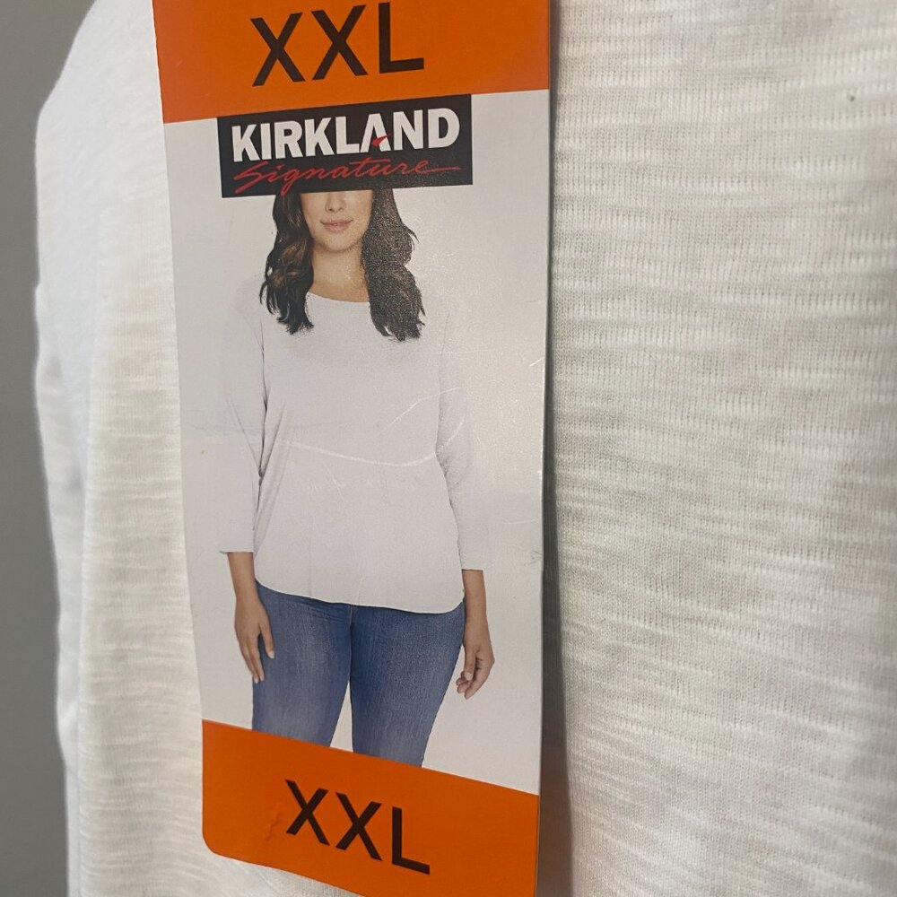 Kirkland Signature Women's Ladies Cotton Slub Tee T-Shirt 3/4 Sleeve Size XXL